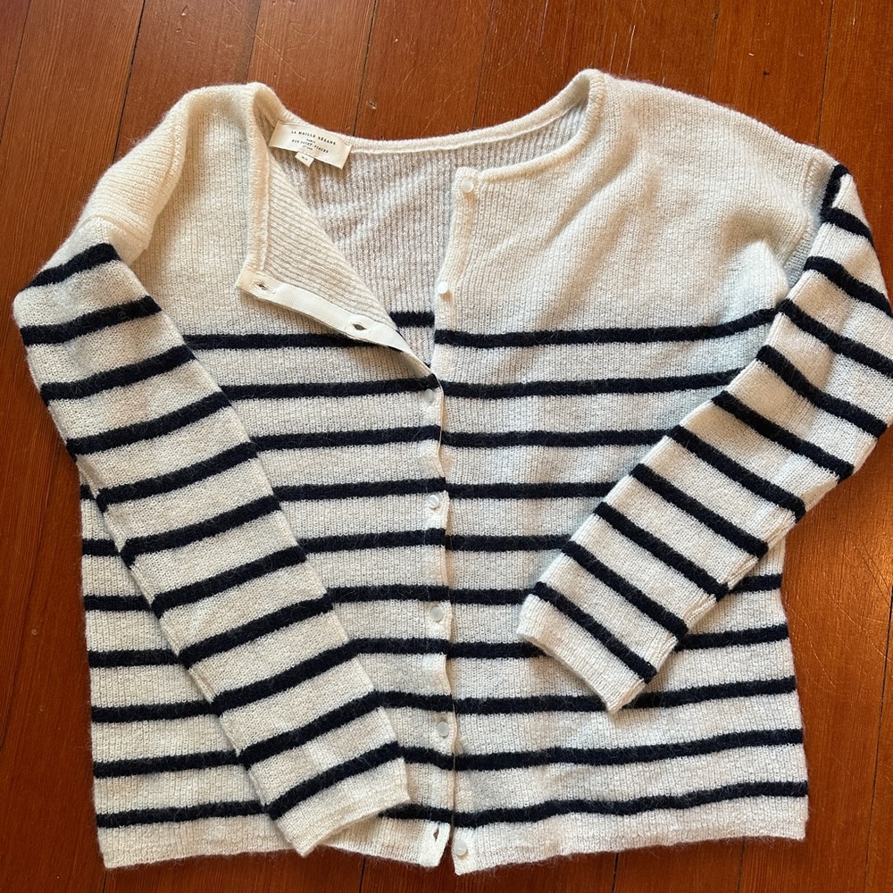 Sézane Striped Navy and White Women's Sweater